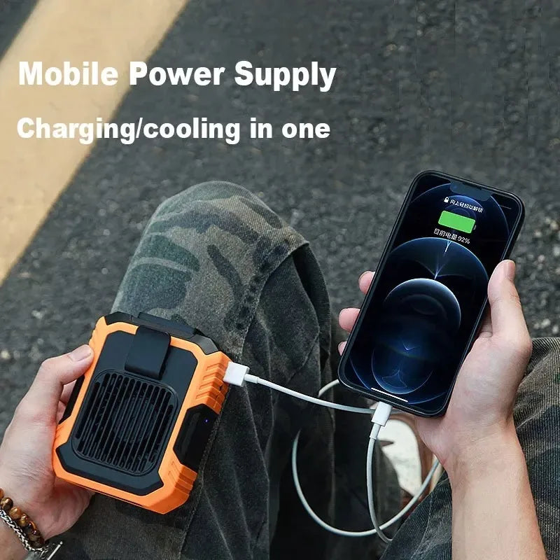 Portable Outdoor Mini Three-Speed Handheld Fan Wearable Power Bank USB Battery for Car Hotel RV Mini Wearing Cooling Fan Peaceful Pleasures Health and Wellness