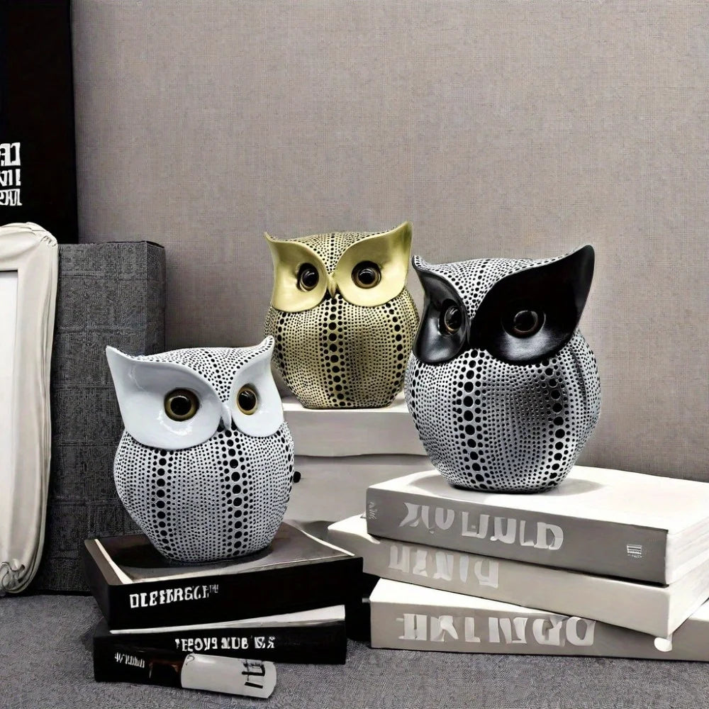 Resin Owl Statue – Black Owl Sculpture for Home & Office Decor