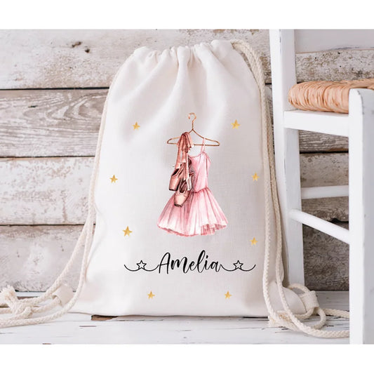 Personalized Ballet Drawstring Bag | Girls Dance & Gym Bag Personalized Drawstring Bag Peaceful Pleasures Health and Wellness