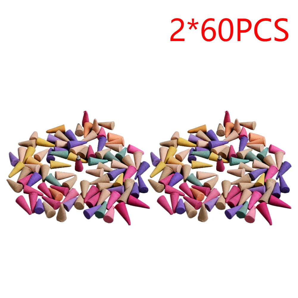 Scented Incense Cones Anxiety Relief Fragrance Incense Cones Natural Scents Granules Meditation Relaxation Sandalwood Cone Peaceful Pleasures Health and Wellness 120PCS