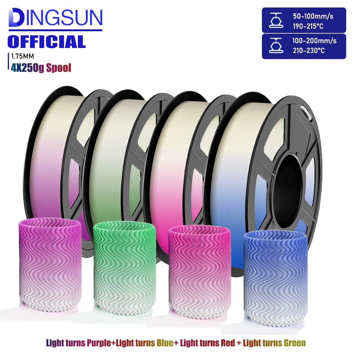 UV Color Changing PLA+ Filament 1.75mm 250g – DINGSUN 3D