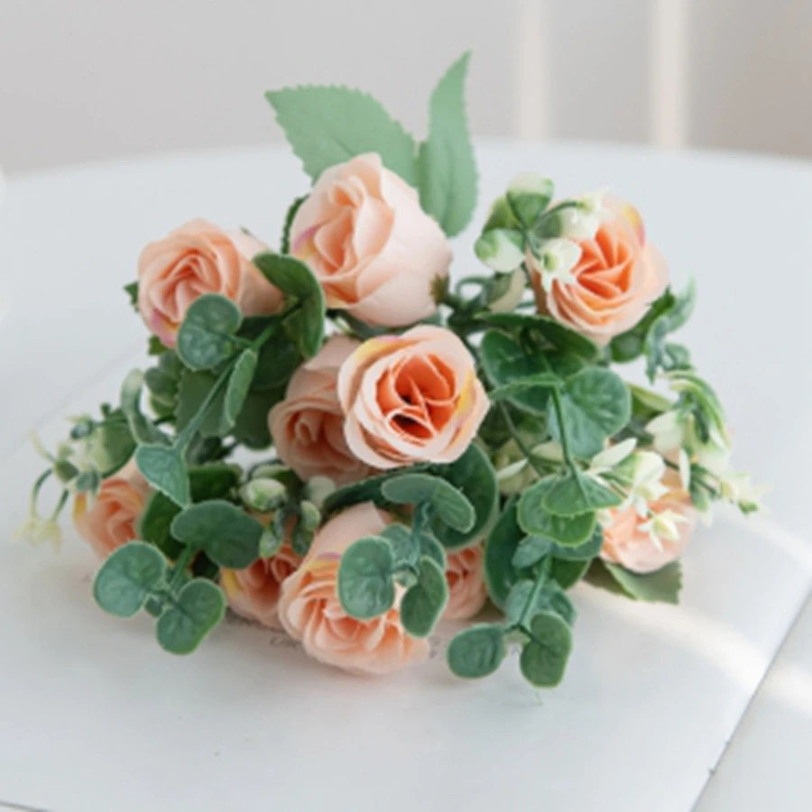 Silk Rose Bouquet 10 Heads – Wedding & Home Artificial Flowers