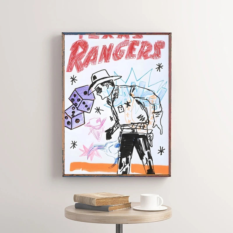 Western Cowboy Canvas Wall Art | Vintage Retro Poster Print