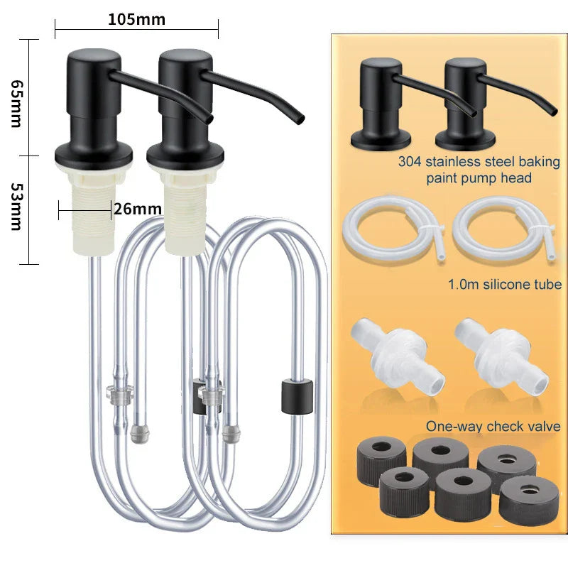 2-Pack Stainless Steel Soap Dispenser Pump for Kitchen Sink