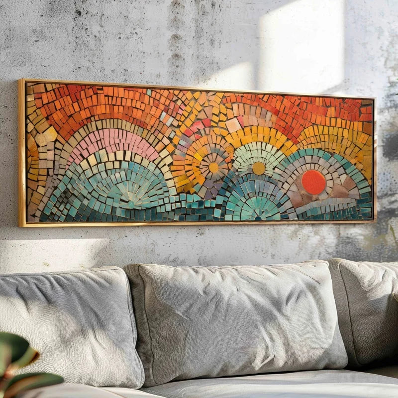 Mid Century Modern Geometric Canvas Wall Art | Boho Unframed Canvas Wall Art Peaceful Pleasures Health and Wellness ZLH4197 20x60cm No Frame