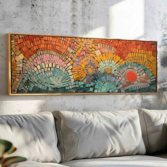 Mid Century Modern Geometric Canvas Wall Art | Boho Unframed Canvas Wall Art Peaceful Pleasures Health and Wellness ZLH4197 20x60cm No Frame