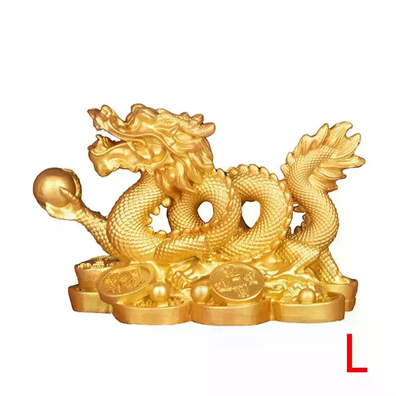 Golden Dragon Feng Shui Resin Ornament | Home & Office Decor