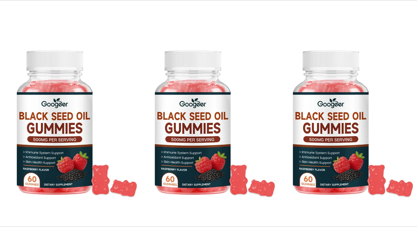 Googeer Black Seed Oil Gummies with Zinc | 60 Raspberry Gummies