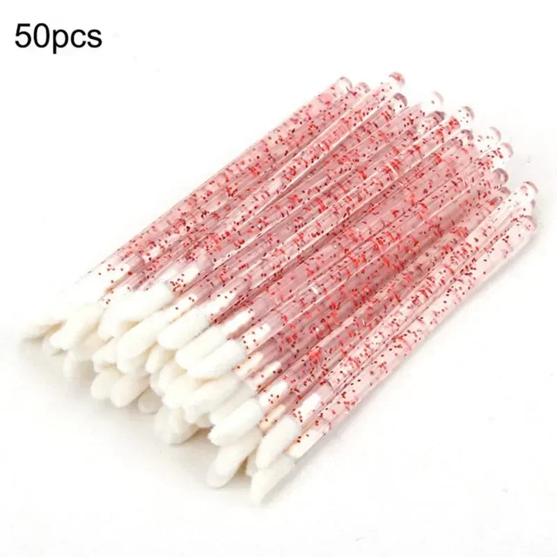Disposable Eyelash Wands, Replaceable Eyebrow Brush, 50pcs Reusable, Dust - proof, Sparkling Broken Diamond Bottom Eyelash Brush Peaceful Pleasures Health and Wellness Red