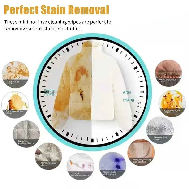 Disposable Clothing Stain Remover Wipes – Non-Toxic, No-Wash