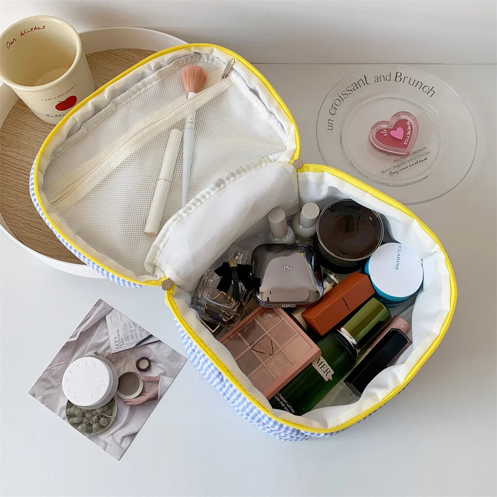 Quilted Makeup Bag Set – Cute Travel Cosmetic Organizer