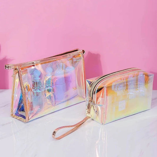 PVC Transparent Laser Cosmetic Bag | Mini Jelly Makeup Organizer Cosmetic Organizer Bag Peaceful Pleasures Health and Wellness
