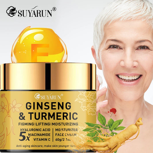 SUYARUN Ginseng Turmeric Face Cream - Anti-Aging Brightening Moisturizer, Natural Skincare for All Skin Types. Peaceful Pleasures Health and Wellness