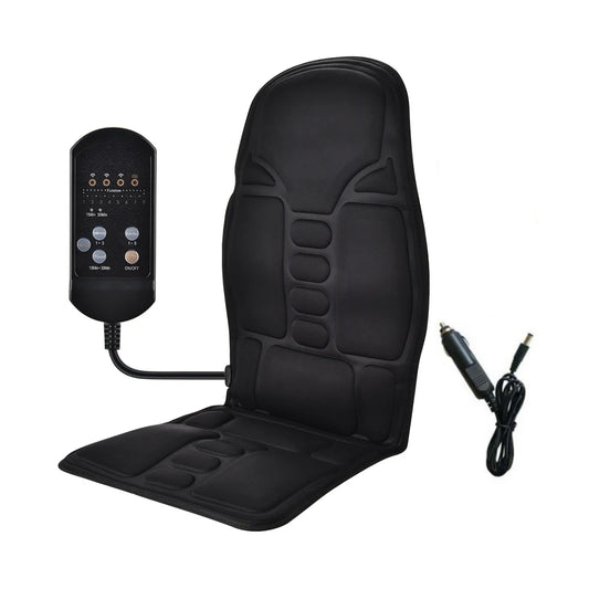 Electric Back Heating Pad Motor Vibration Massager for Back Neck Chair Seat For Car Home Office Use Portable Mat Body Relaxation Peaceful Pleasures Health and Wellness US Plug