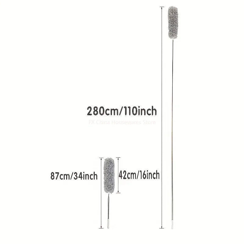2.8M Extended Chicken Feather Duster Extendable and Curved Ceiling Cleaning Broom Household Electrostatic Dust Collector Peaceful Pleasures Health and Wellness