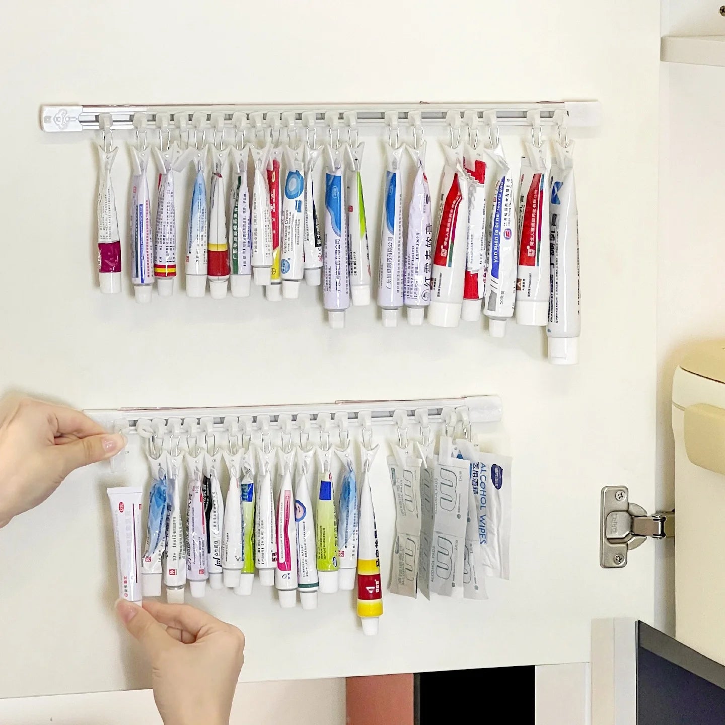 Cabinet Door Hanging Storage Rack | Slide Rail Tube & Clip Organizer