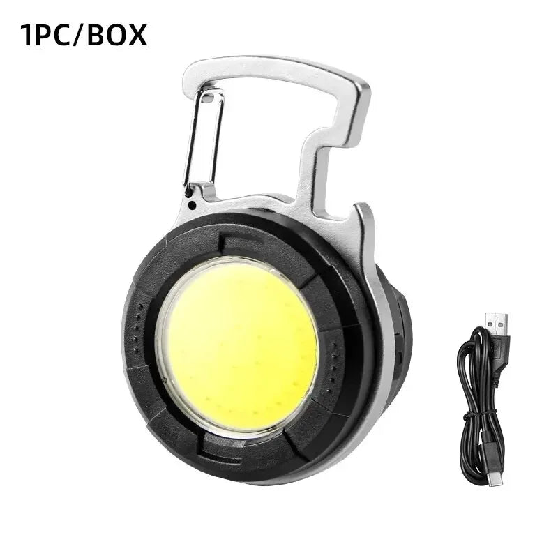 COB LED Keychain Flashlight | Type-C Rechargeable Mini Work Light