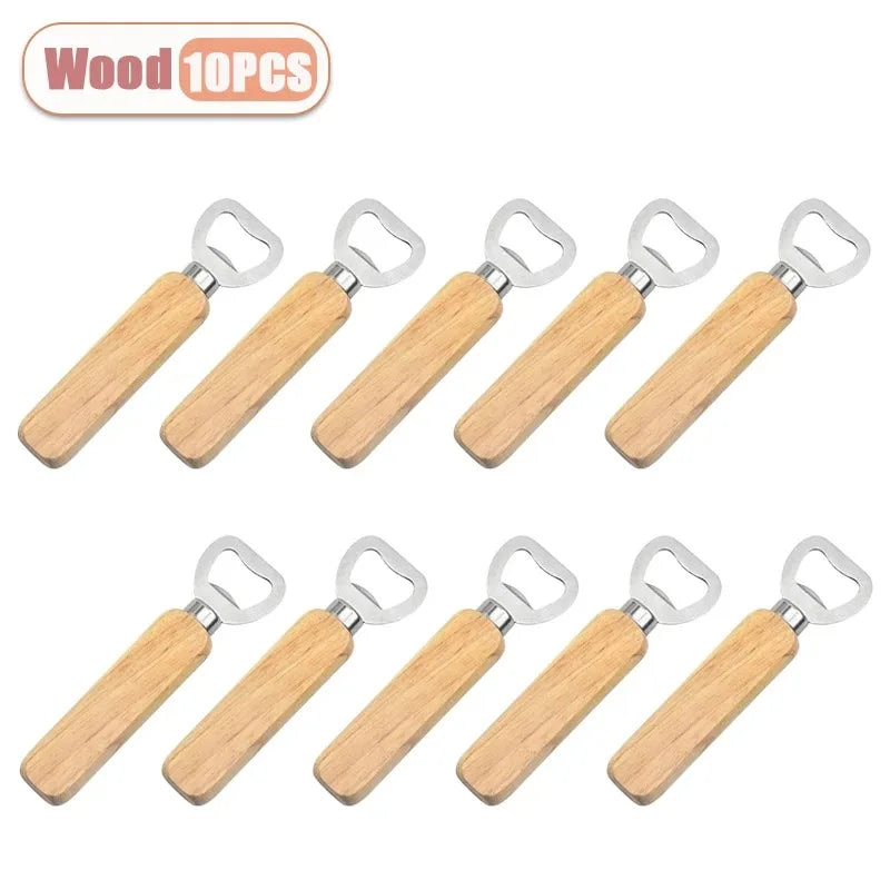 10pcs Beer Bottle Opener Wooden Bottle Opener For Home Kitchen Bar Restaurant Party Gift Kitchen Accessories Gadget Peaceful Pleasures Health and Wellness black
