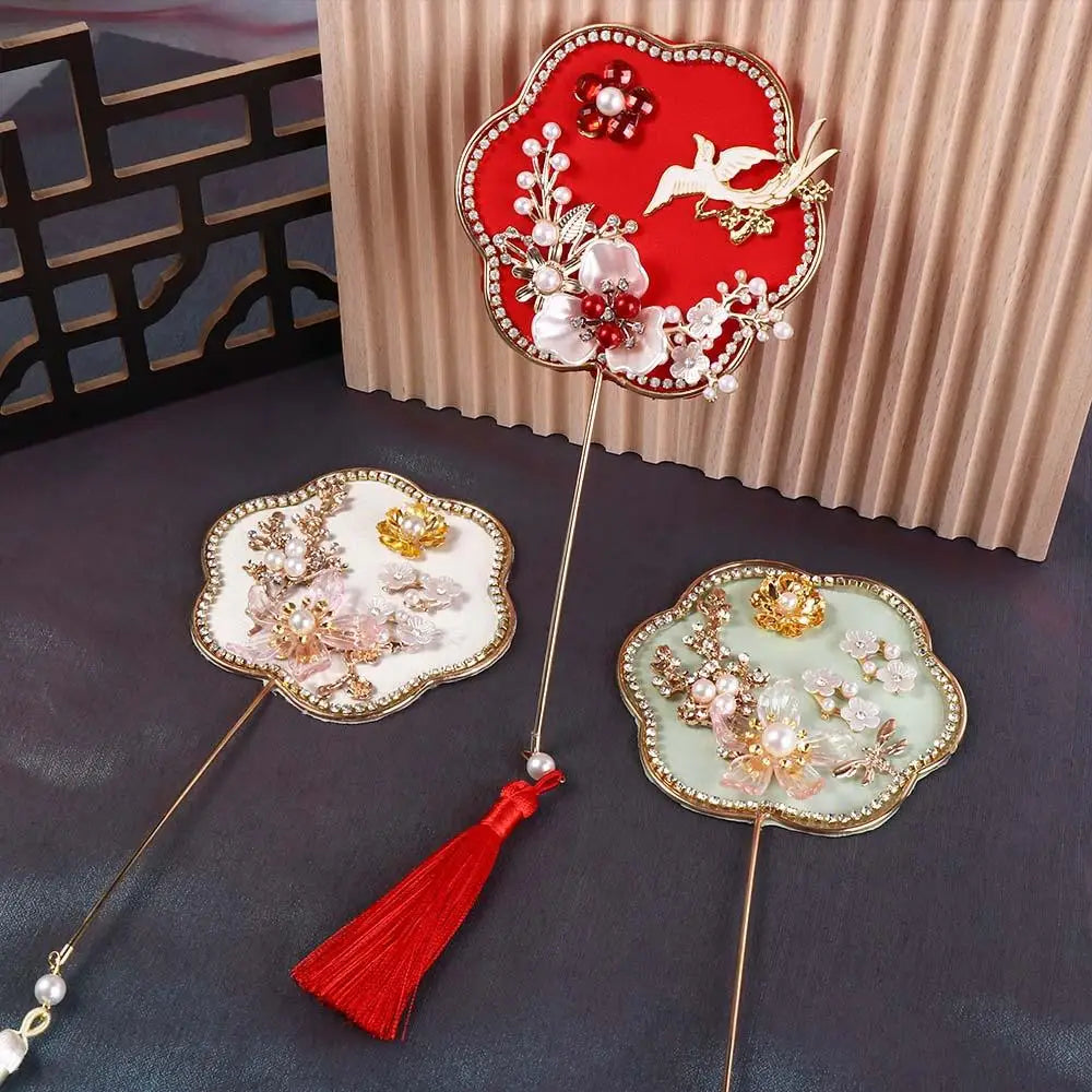 Vintage Chinese Silk Fan with Tassels & Pendant | Bridal Wedding