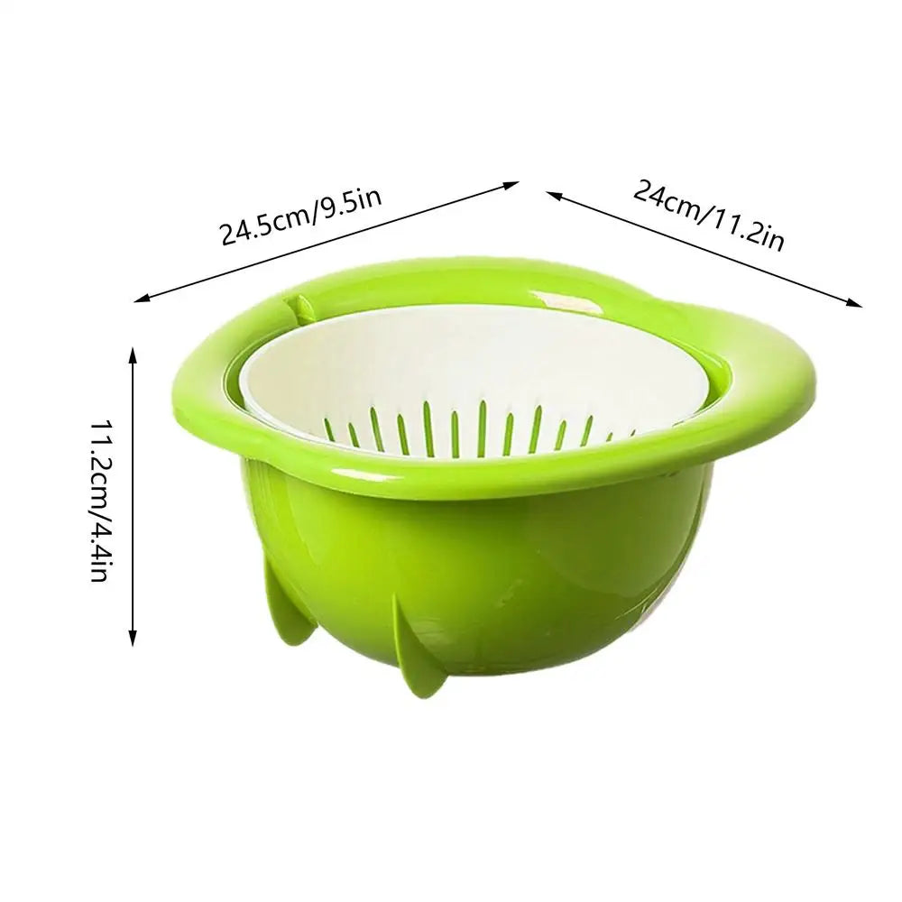 Double Layer Fruit Vegetable Wash Drain Basket | Large Colander Colander Drain Basket Peaceful Pleasures Health and Wellness China Mainland Green