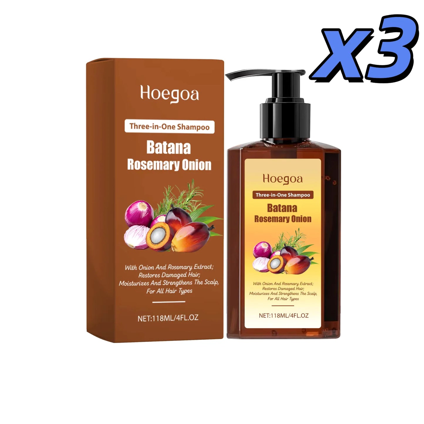 HOEGOA 3-in-1 Batana Rosemary Onion Shampoo – Dandruff & Growth