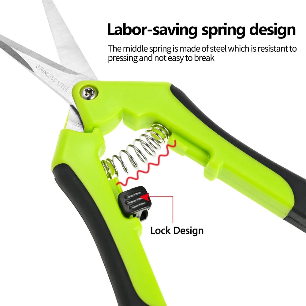Garden Pruning Shears Stainless Steel Plants Fruit Grape Picking Scissors Horticulture Leaf Trimmer Straight Elbow Pruning Tools Peaceful Pleasures Health and Wellness