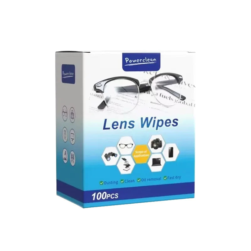 100-Pack Disposable Lens Wipes – Anti-Fog, Streak-Free Clean
