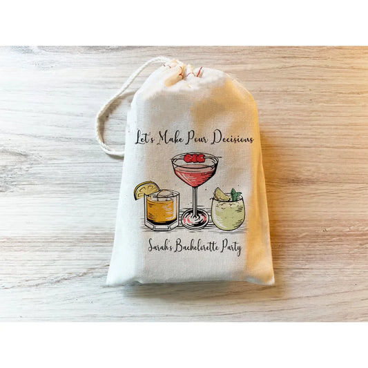 Let's Make Pour Decisions Bachelorette Hangover Recovery Bags Party Favor Bags Peaceful Pleasures Health and Wellness
