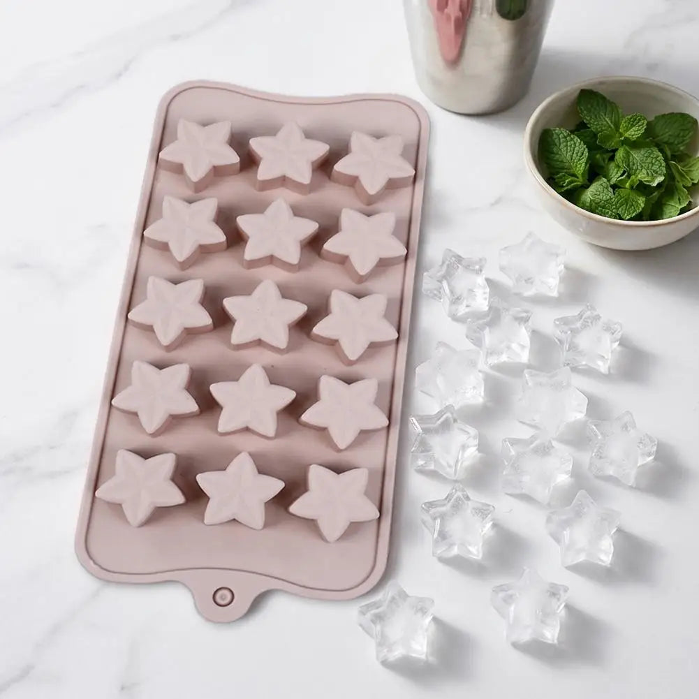 15-Piece Five-Pointed Star Silicone Chocolate Mold Creative Jelly Christmas Candy DIY Mold Ice Tray Baking Mold Peaceful Pleasures Health and Wellness