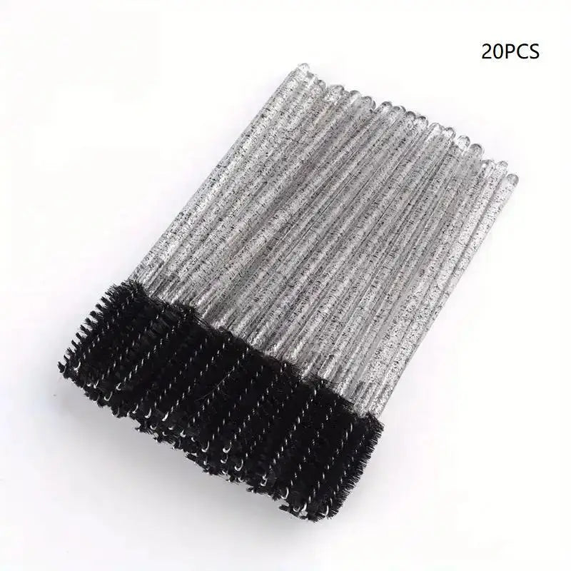 20-Pack Crystal Mascara Wands & Eyelash Brush Applicators