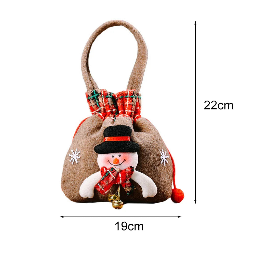 Christmas Santa Sack Cloth Gift Bag with Handle | Holiday Candy Bag