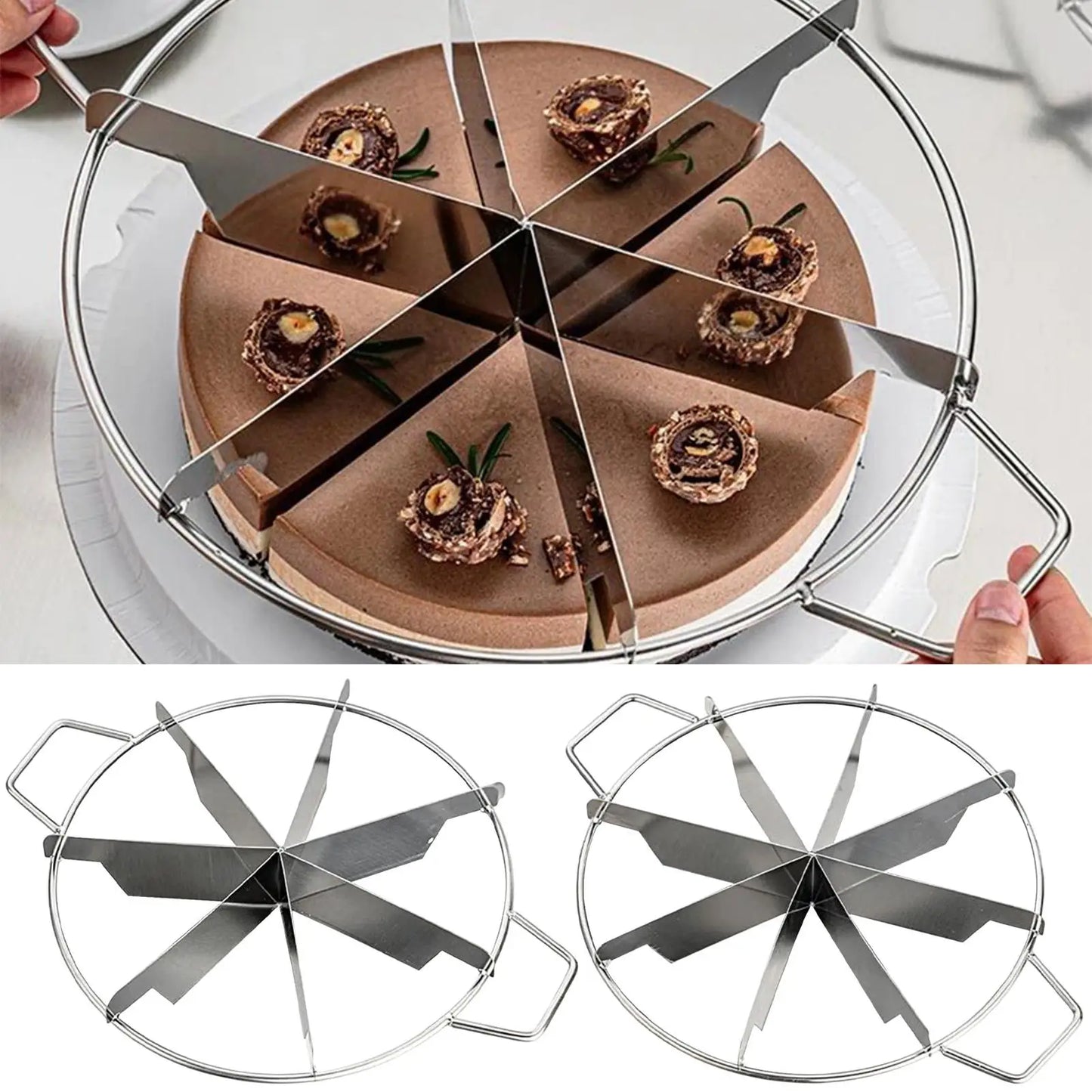 Stainless Steel Cake Slicer & Pie Divider – 6, 7 or 8 Slices