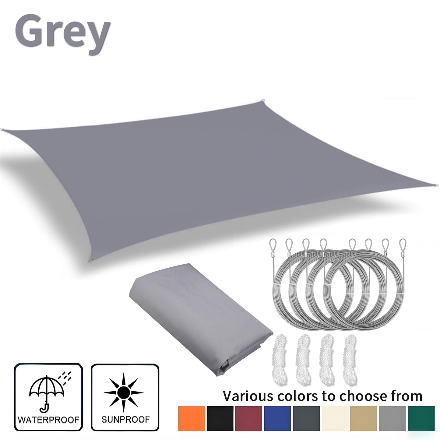 Waterproof Rectangle Sun Shade Sail – 98% UV Block Canopy