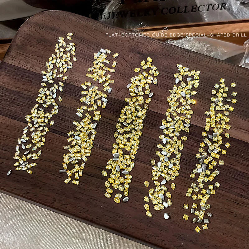 50pcs Golden Yellow Shiny Zircon Rhinestones Nail Charms Mini Rhombic Nails Gemstones Flatback Nail Art Craft Diamonds Decor Peaceful Pleasures Health and Wellness