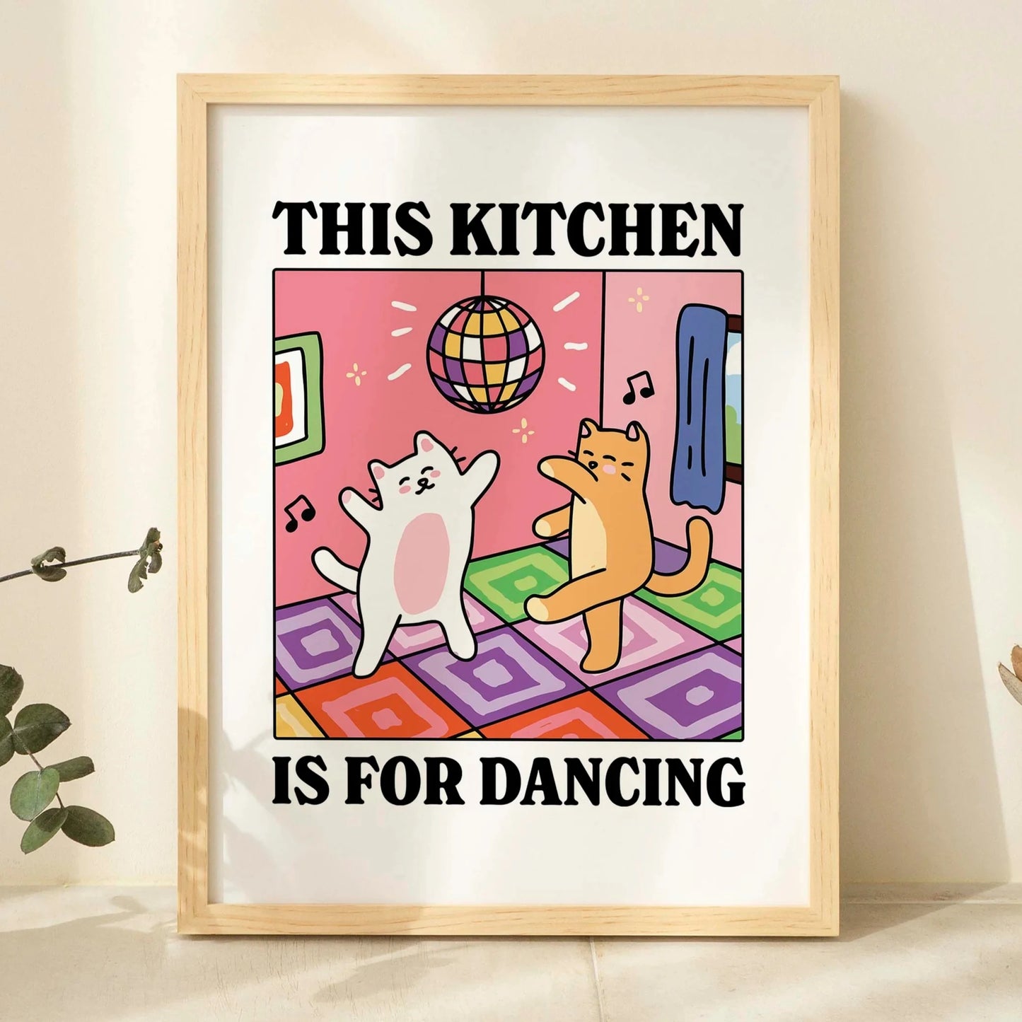 This Kitchen Is For Dancing Cartoon Cat Wall Art Prints Canvas Painting Poster Picture For Living Children Room Home Decor Gift Peaceful Pleasures Health and Wellness