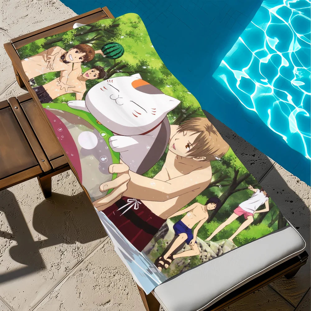 Natsume Yuujinchou Anime Cat Quick-Dry Beach Towel | 11 Sizes Anime Beach Towel Peaceful Pleasures Health and Wellness z3 STJ70x140CM