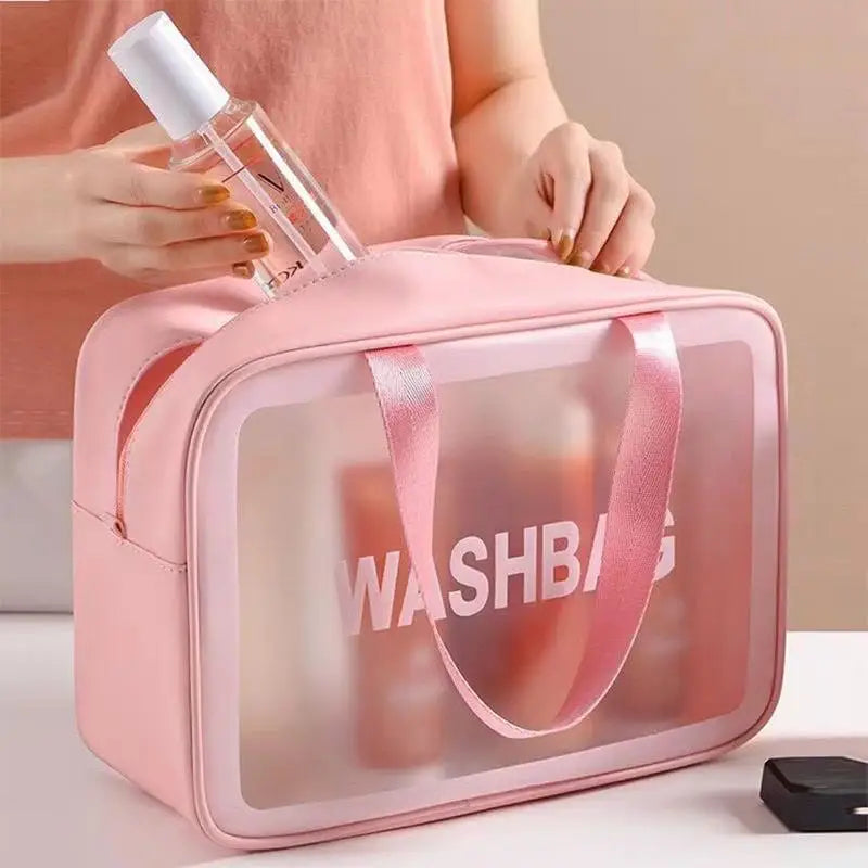 Dry-wet Separation Double Transparent PU Makeup Bag Portable Washing Bag Cosmetic Storage Bag Travel Fitness Swimming Essentials Peaceful Pleasures Health and Wellness