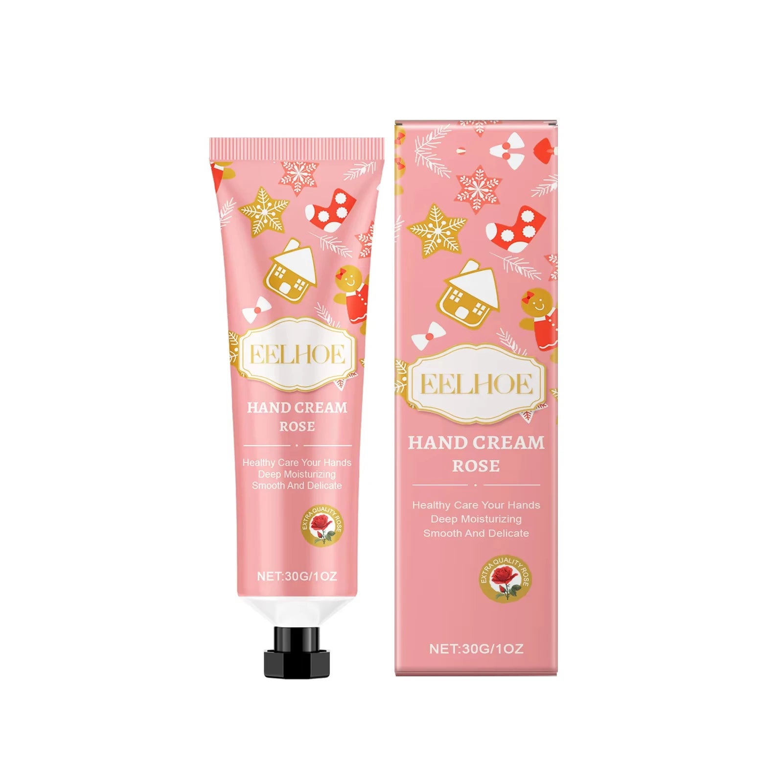 Christmas Hand Cream Moisturizing Refreshing Hand Cream for Dry Cracked Skin Nourishing Anti-Drying Smooth Winter Hydration 30g Peaceful Pleasures Health and Wellness Rose