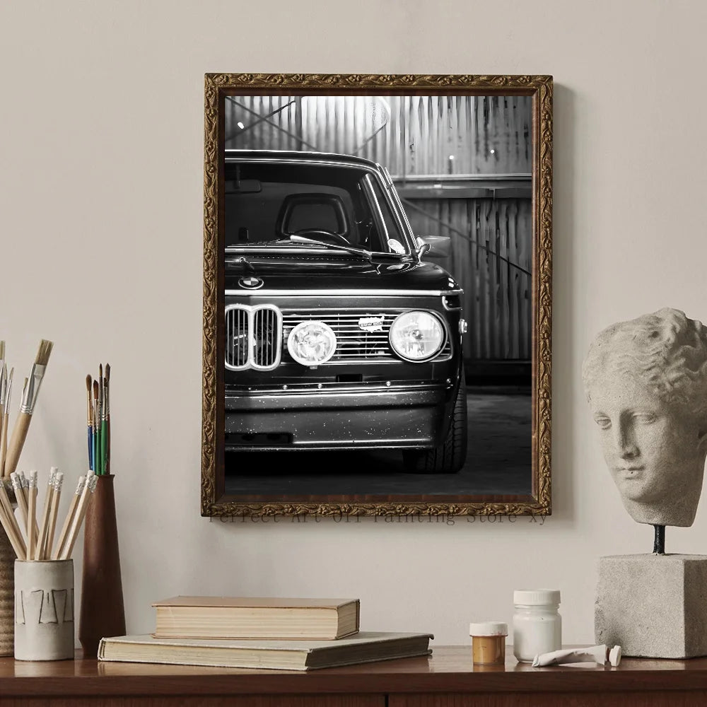 1PC Simple Black And White Luxury Car Poster Home Living Room Bar Restaurant Art Decoration Painting Peaceful Pleasures Health and Wellness z4 20x30cm