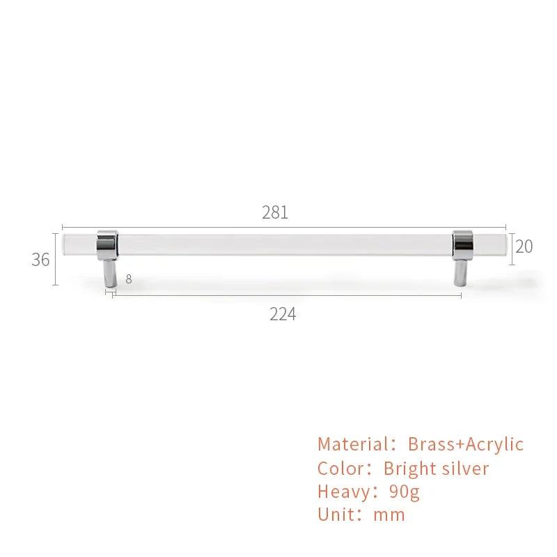 Brass Acrylic Transparent Drawer Handle | Cabinet Knob