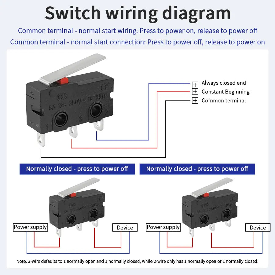 KW11-3Z Micro Limit Switch 3-Pin NO/NC 5A 125/250VAC | 10/20 Pack
