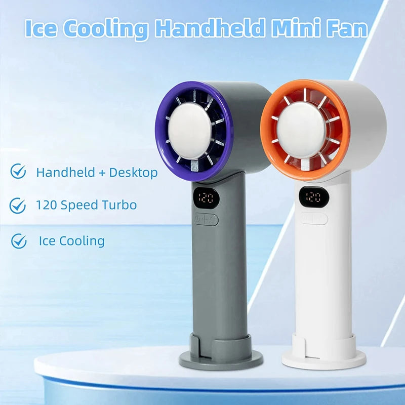Mini Handheld Fan 120 Speed Portable Bladeless Desktop Fans Rechargeable Instant Cooling With Ice Mode For Men Women New Peaceful Pleasures Health and Wellness