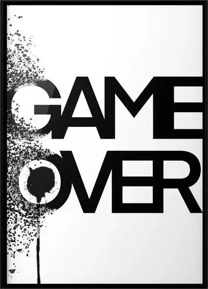 Black & White Gaming Canvas Wall Art – Unframed Gamer Poster