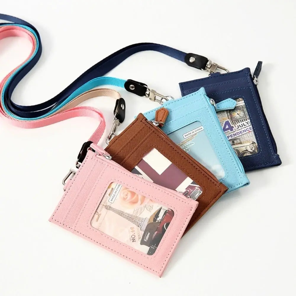 PU Leather Card Badge Holder Coin Purse Zipper Pocket Student Card Bag Work Business Wallet ID Card Holder Bus Bank Card Peaceful Pleasures Health and Wellness