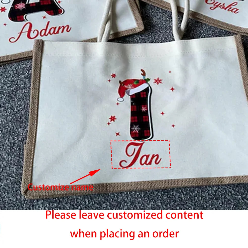 Personalised Christmas Initial Tote Bag & Santa Sack Gift Bag