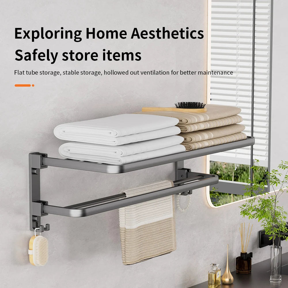 Wall Mounted Double Towel Rack – Thickened Space Aluminum