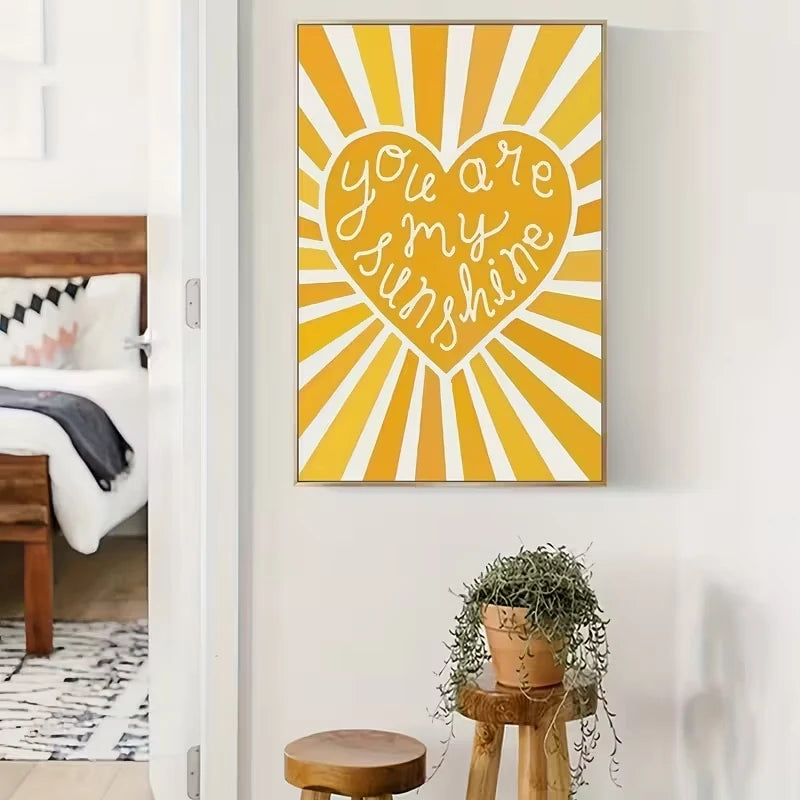 Modern Yellow You Are My Sunshine Quotes Wall Art Print Canvas Painting Poster Picture For Living Room And Bedroom Home Decor Peaceful Pleasures Health and Wellness