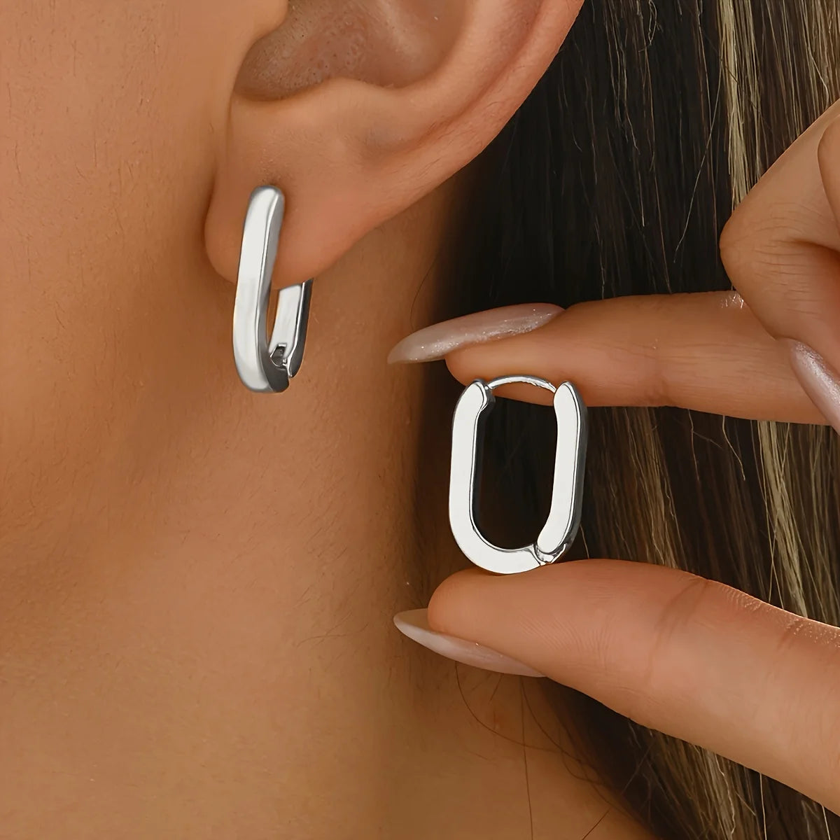 3D Geometric Hoop Earrings | Minimalist Zinc Alloy Fashion
