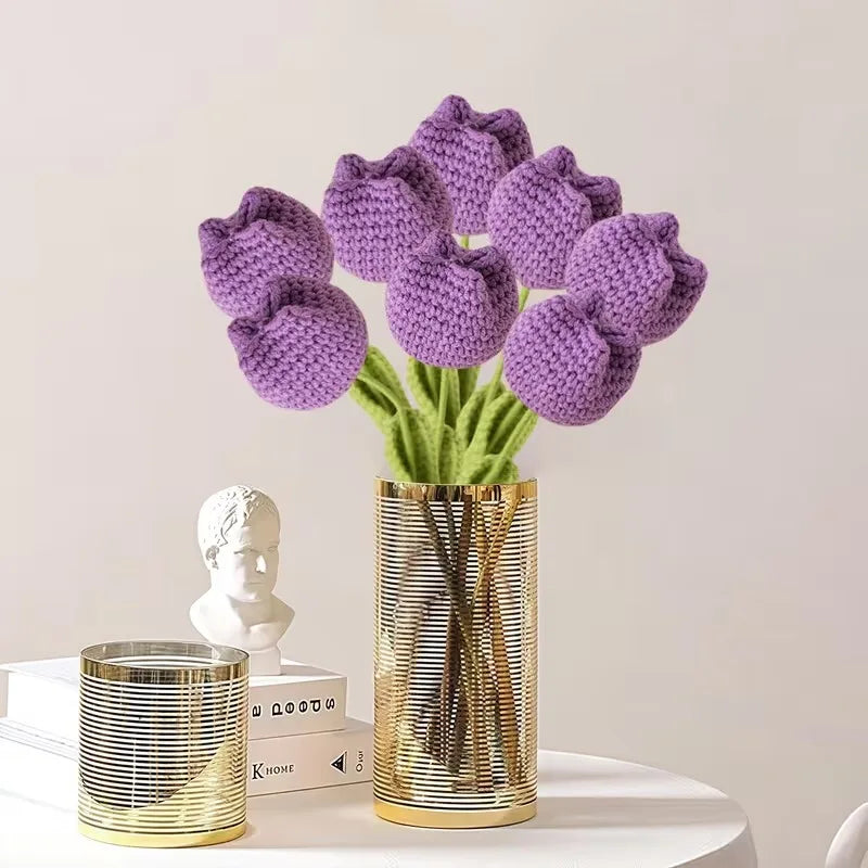 Handmade Crochet Tulip Bouquet | Artificial Flower Gift & Decor