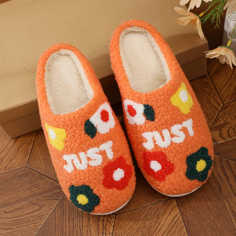 Women's Fluffy Flower Indoor Slippers | Non-Slip Soft House Shoes